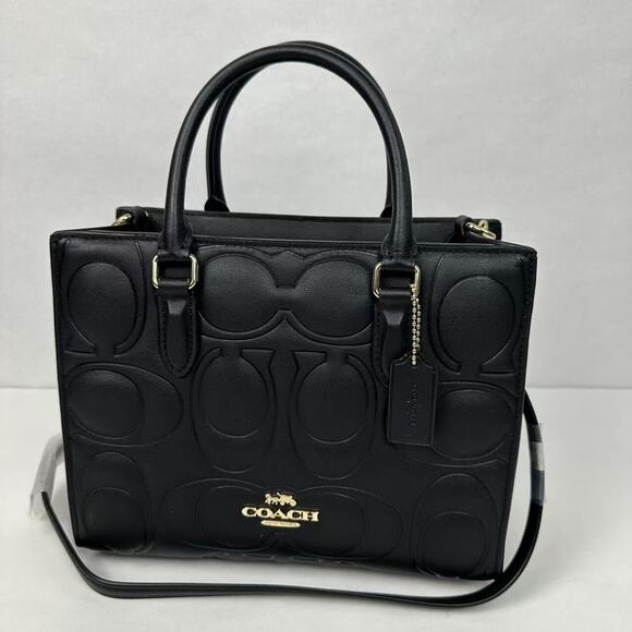 Coach Maggie Small Tote Bag In Signature Leather in Black CY670 NMT - Picture 1 of 14